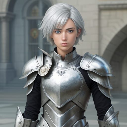 Hyper Realistic Teenage Air Being in Magical Armour