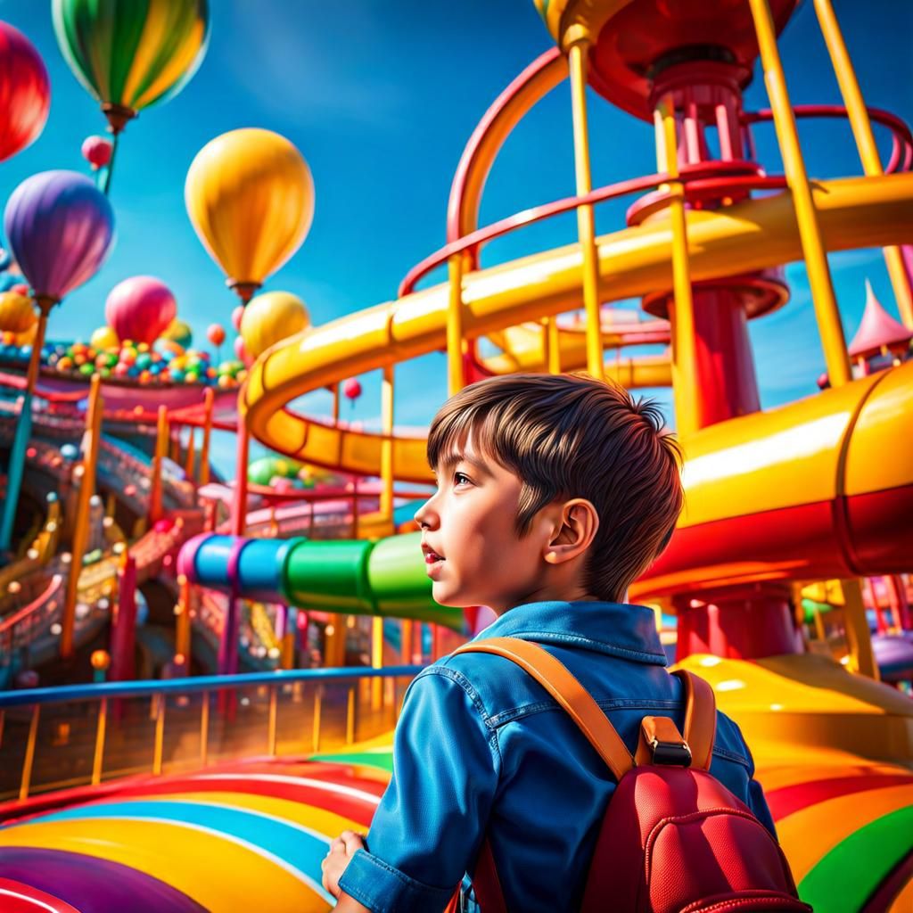 Boy sees theme park rides for first time