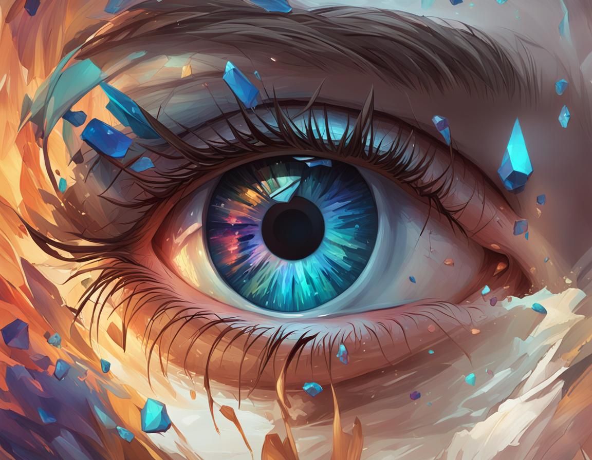 Crying Eye Clock Pupil Portrait in Detailed Style