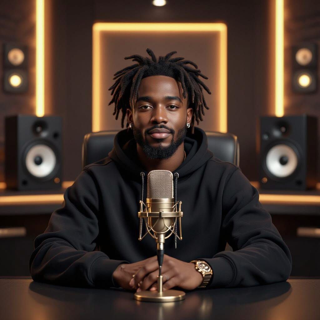 Confident Ghanaian Man in Luxury Music Studio