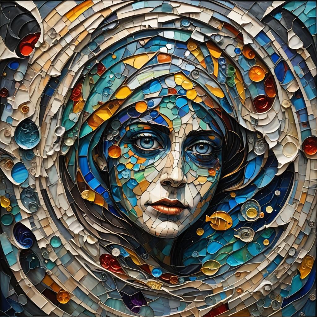 Surreal Stained Glass Oil Painting in the Void