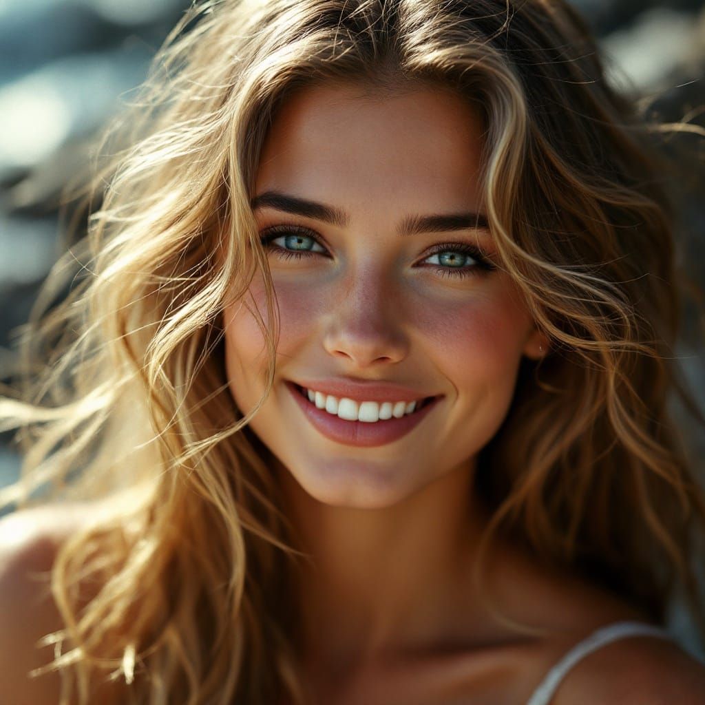 Ethereal Beauty Captivates with Radiant Smile