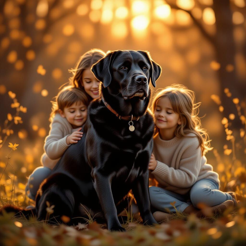 Heartwarming Farewell: Labrador in Matte Painting Style