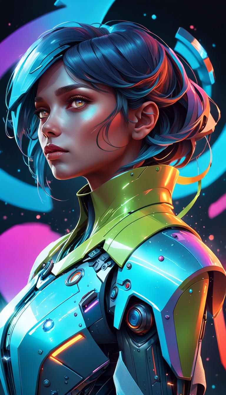 Futuristic Woman Portrait in Hyperdetailed Style