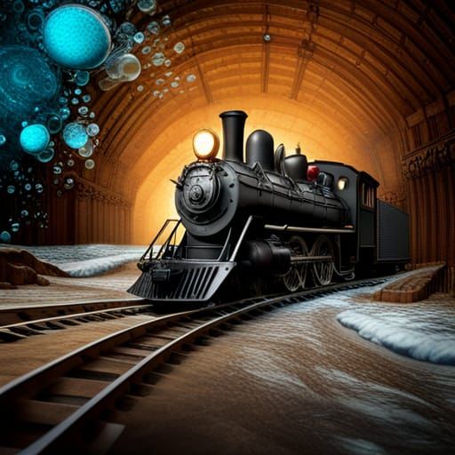 Underwater Train Engine in Hyperrealistic 3D