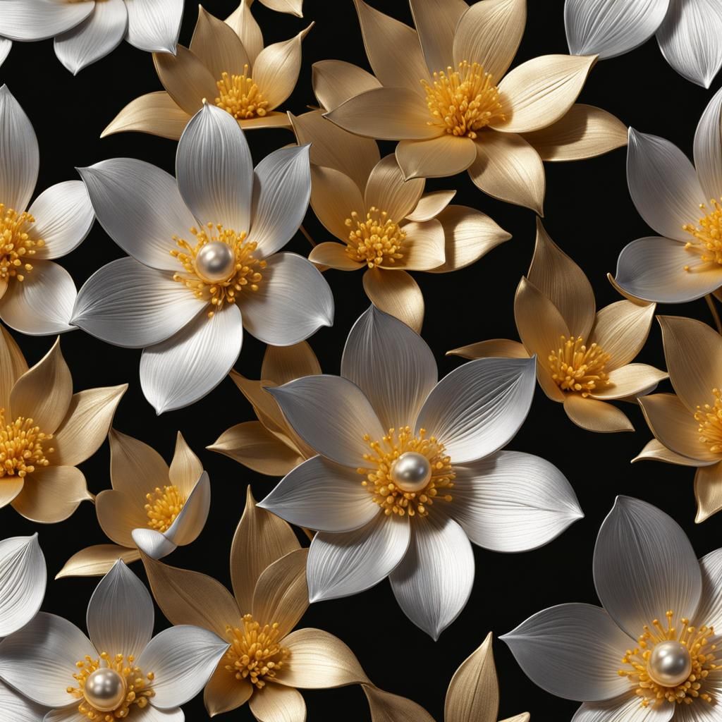 Silver and Gold Flowers Macro Photography