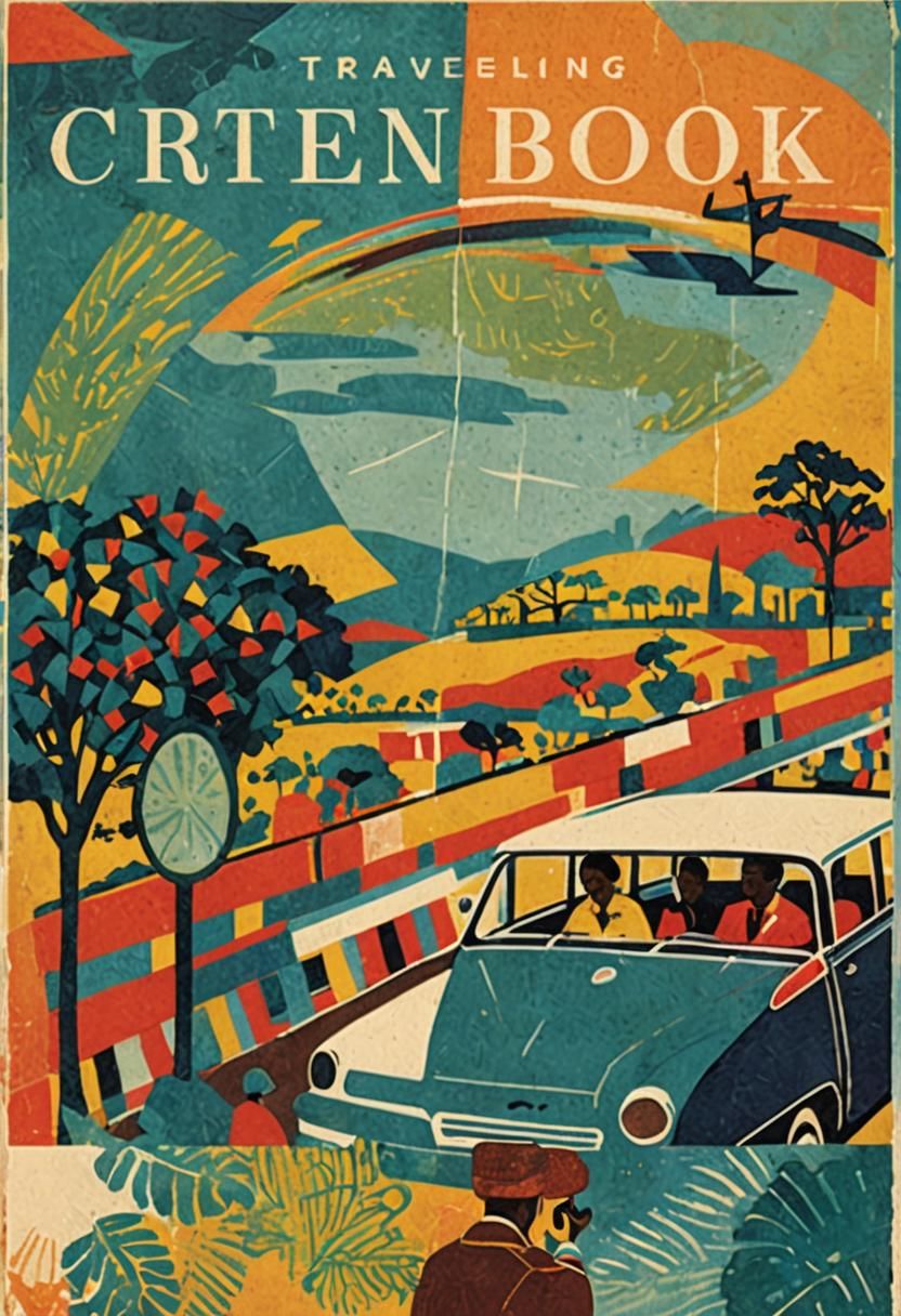 Vintage Travel Brochure Cover with Abstract Art