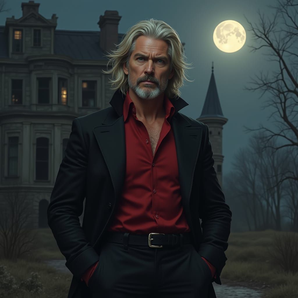 Gideon Hale Stands Tall in Front of Abandoned Mansion Under ...