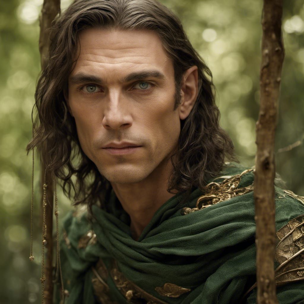 High Elf Portrait with Green Clothing and Jewelry