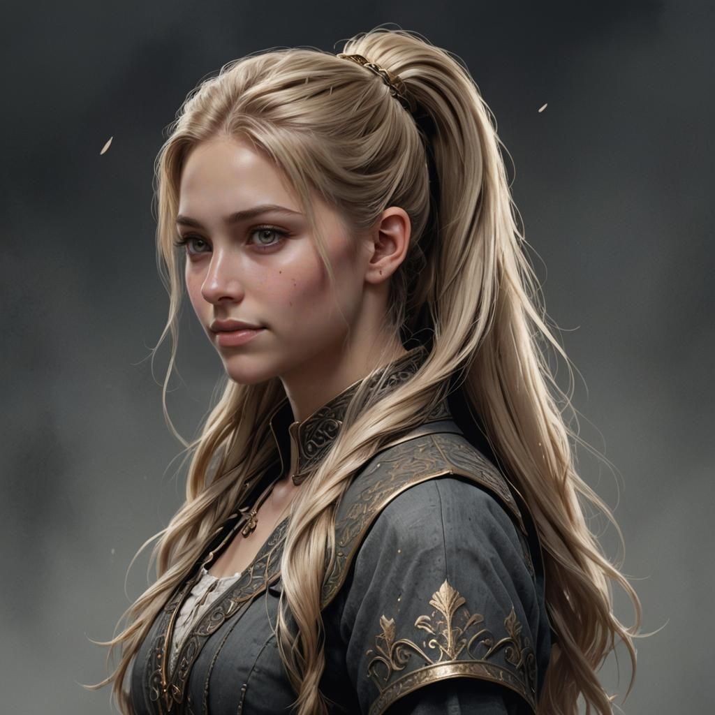 Portrait of a Young Blond Woman in Fantasy Art