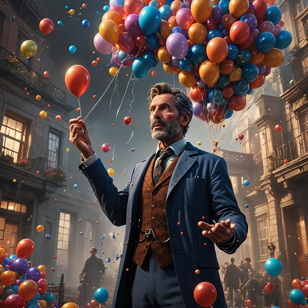 Doctor House Blowing a Balloon: Detailed Digital Art