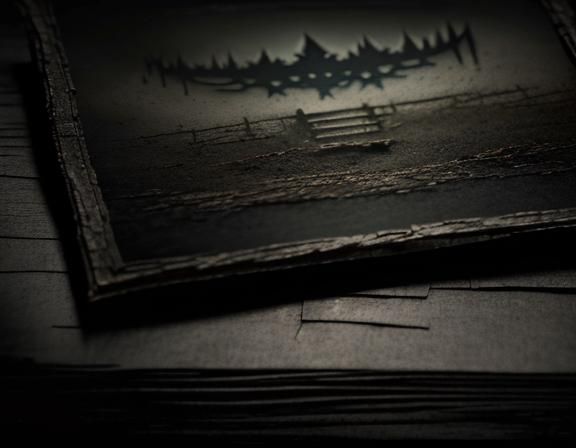 Eerie Gothic Postcard on Dusty Table in Eerie Light