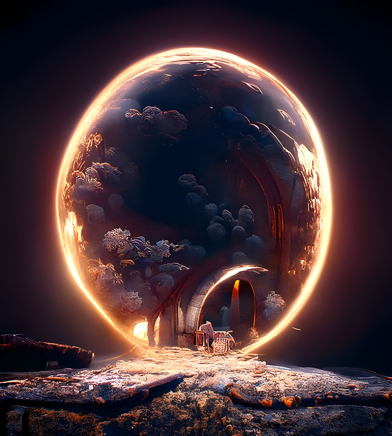 Magic Portal to Snowy Plains in Ghibli Style