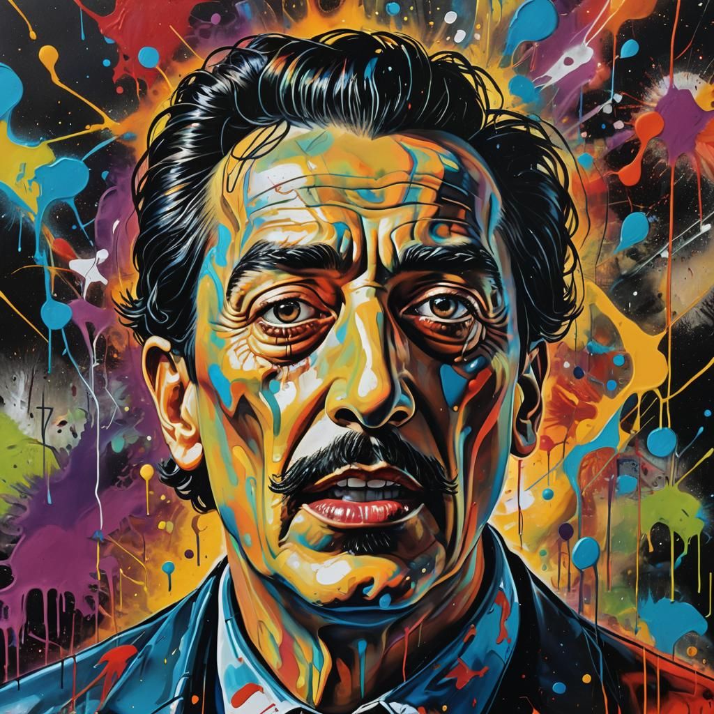 Graffiti Art Portrait of Singer on Stage