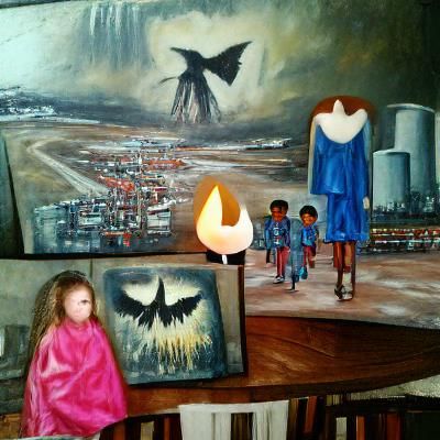 Dystopian Cityscape in Oil Painting Style