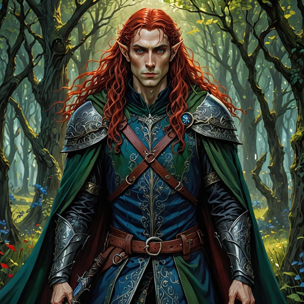 Gothic Elf with Claymore in Dark Fantasy Style