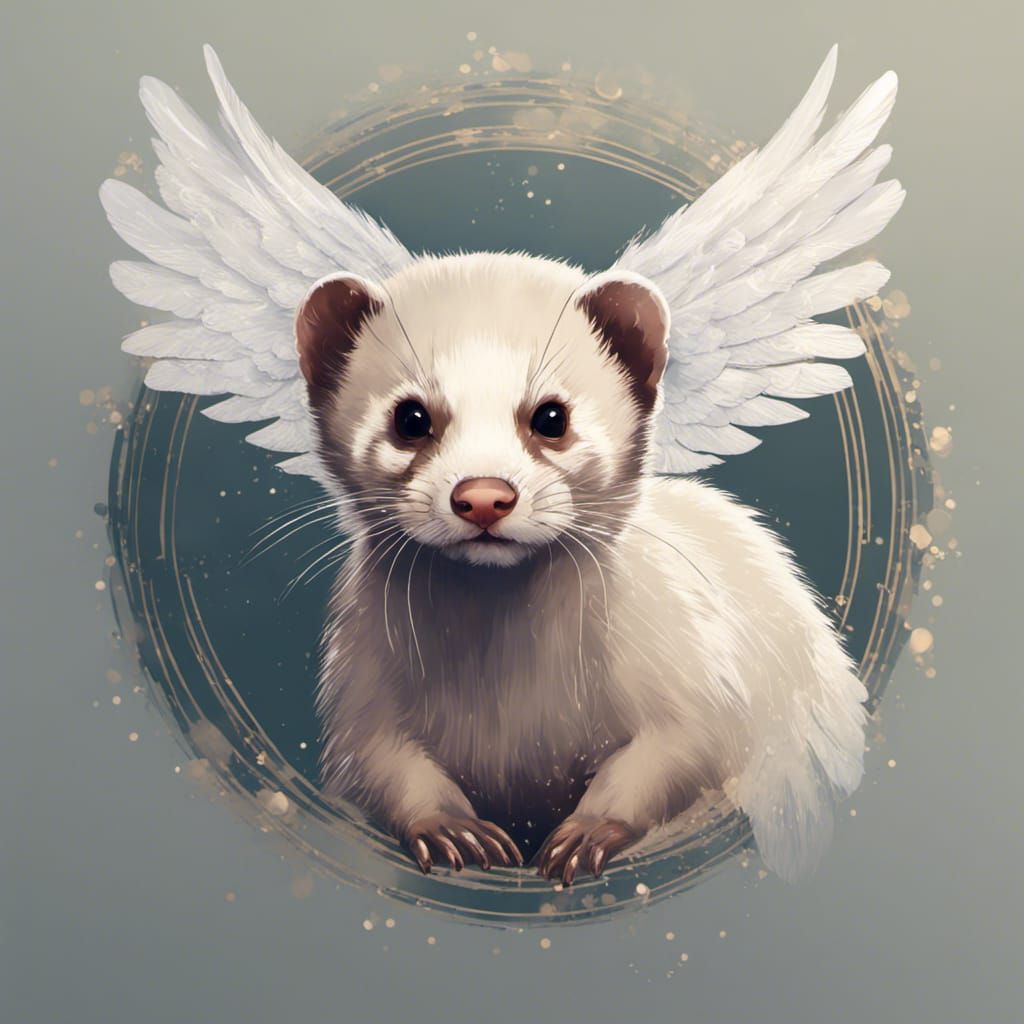 Angelic Ferret in Art Deco Style