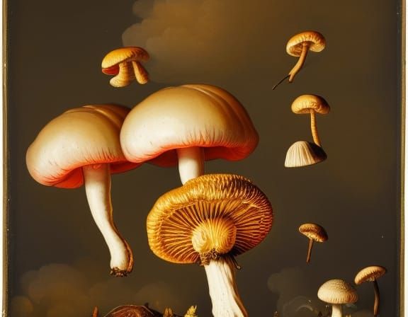 Wizards and Fly Agaric in Bruegel Style