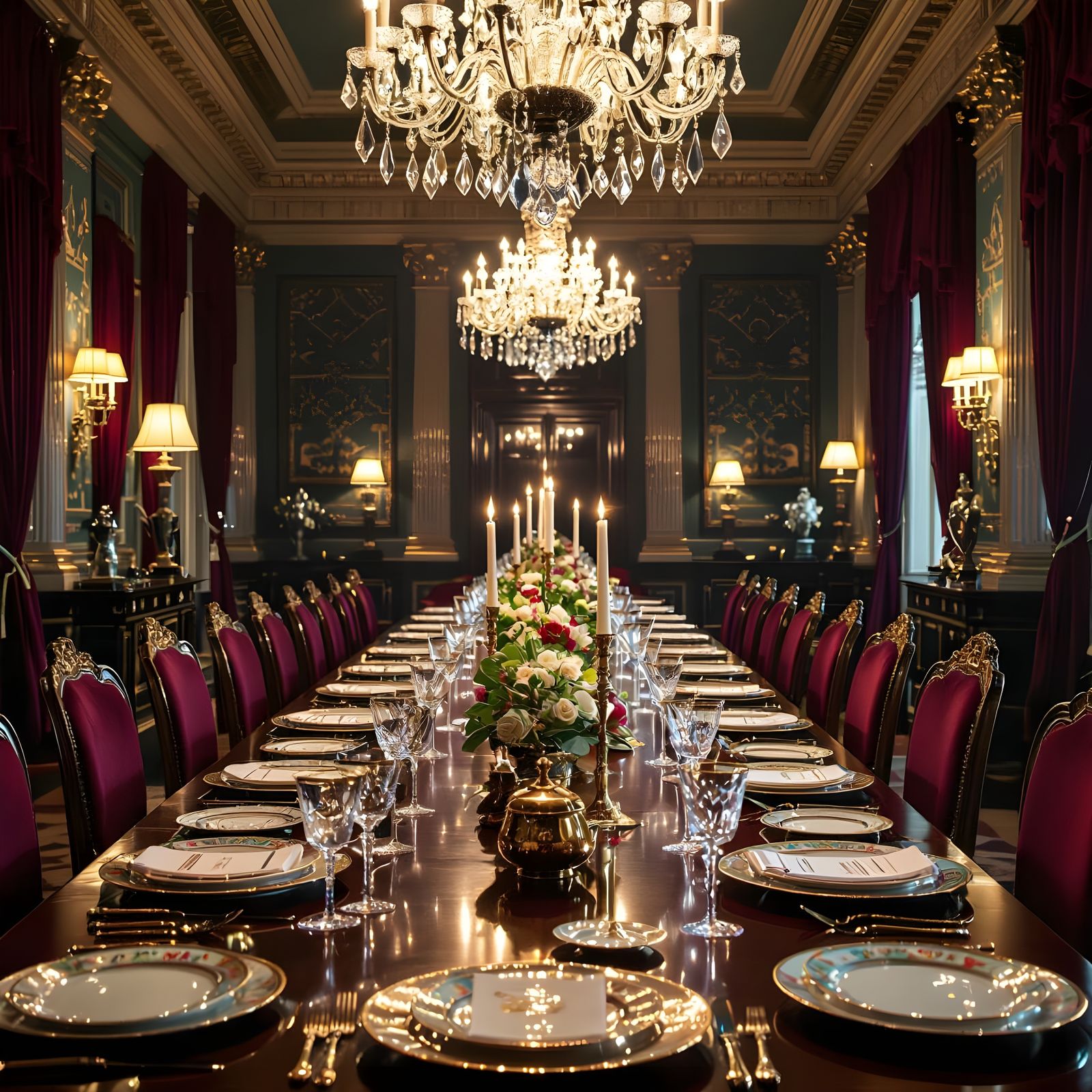 Luxurious Dining Room Set for Murder Mystery Dinner