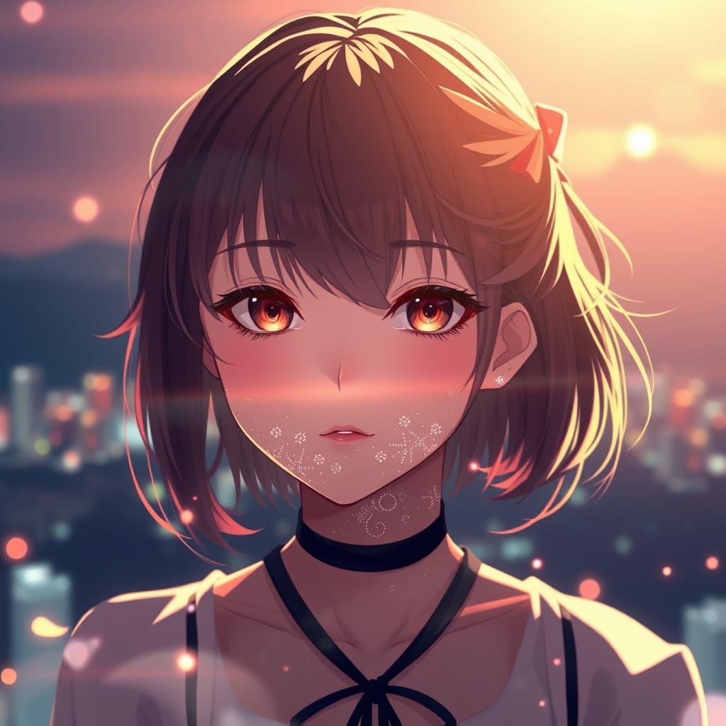 Anime Girl Double Exposure View in 3D Style