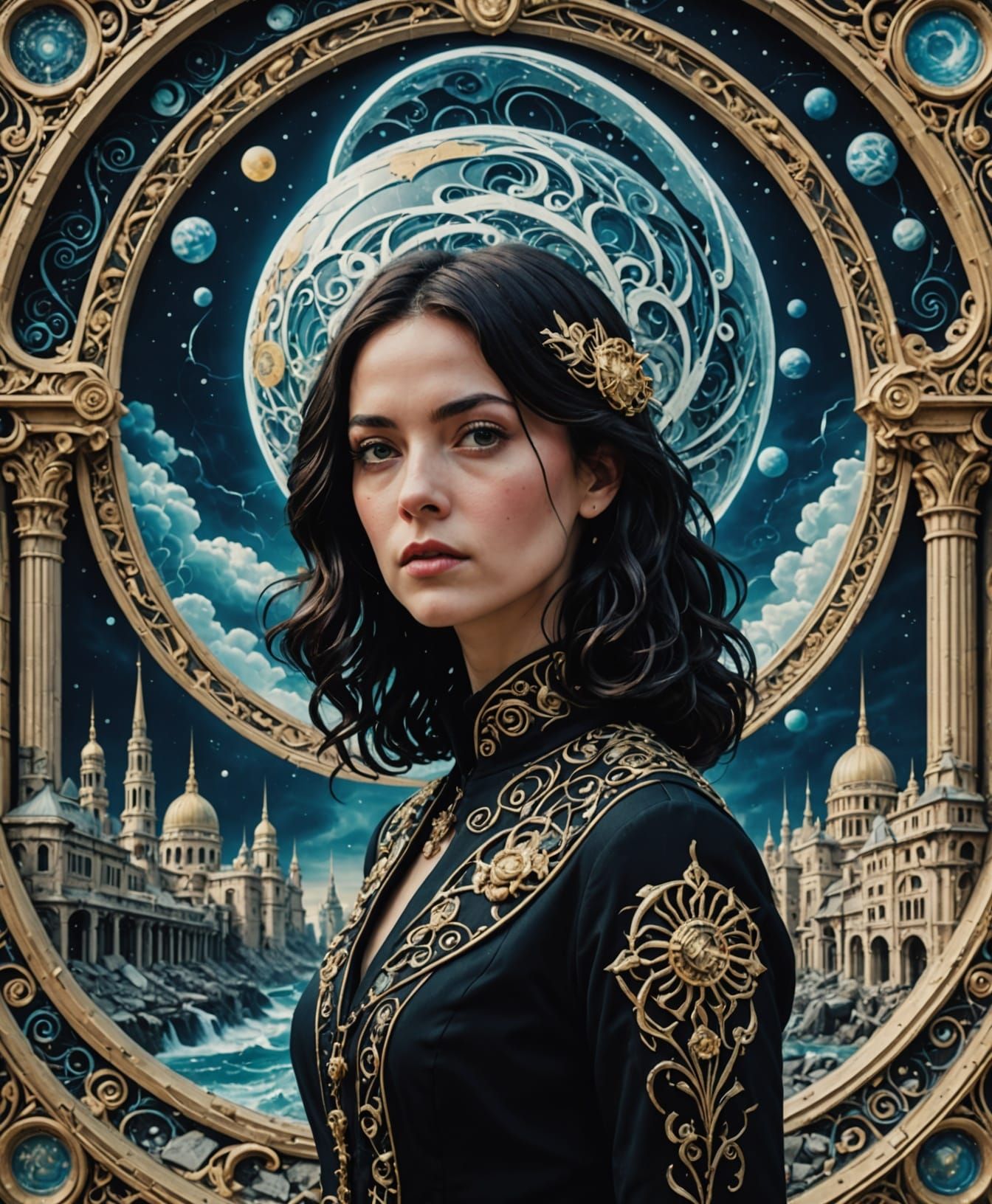 Ethereal Aetherpunk Scene with Futuristic Architecture