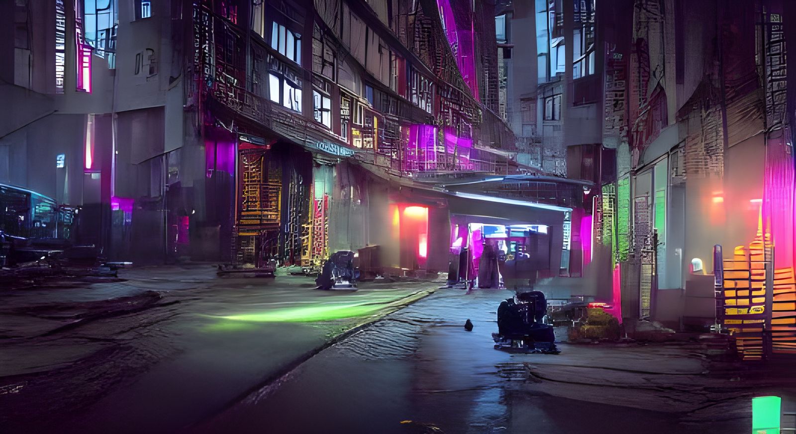 Cyberpunk Alley with Volumetric Lighting