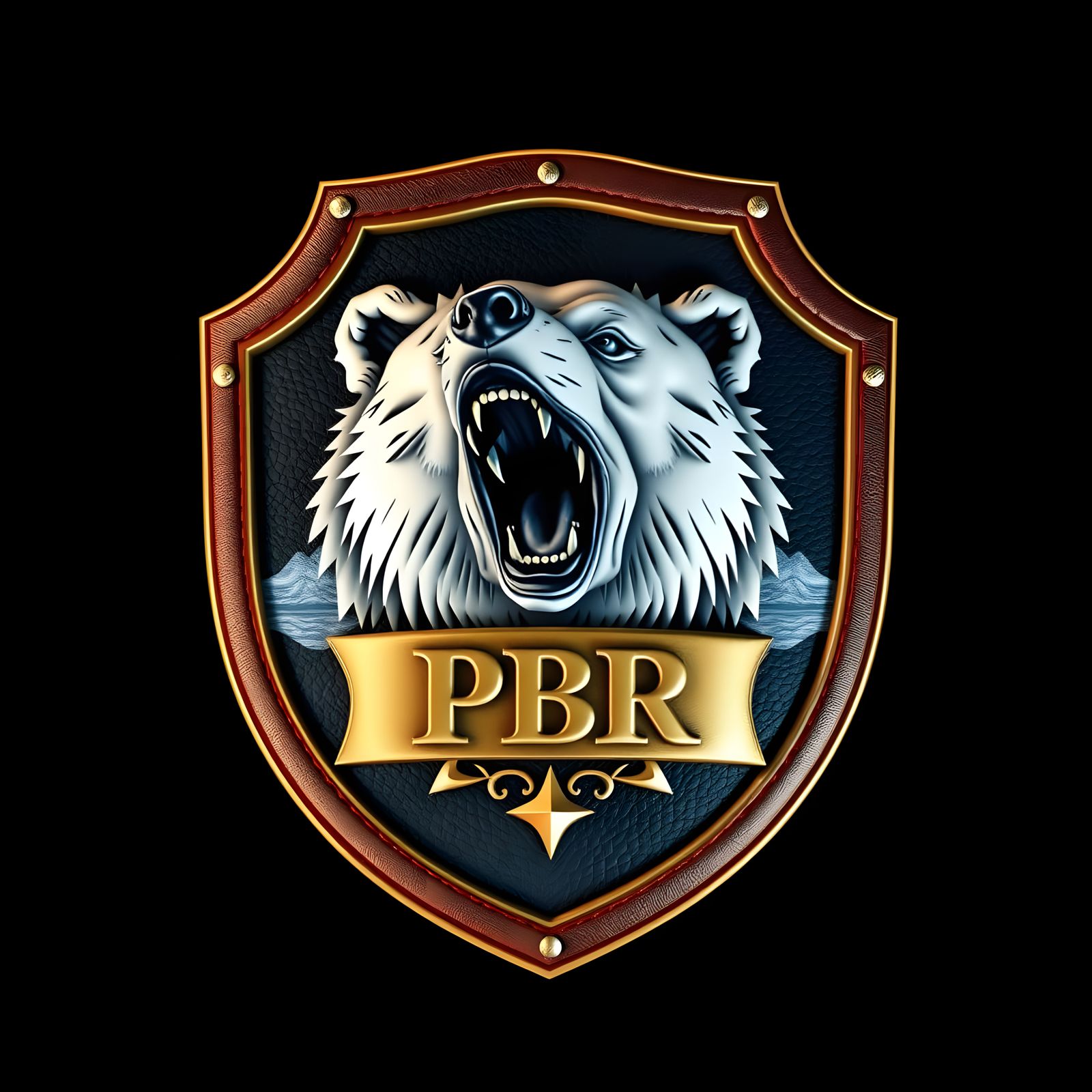 Intricately design Crest in the shape of a shield with bronz...