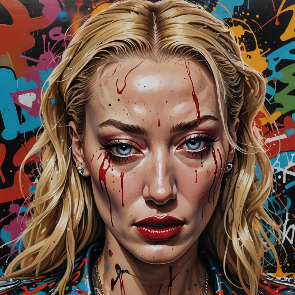 Angry Woman in Graffiti Art Style, 8K