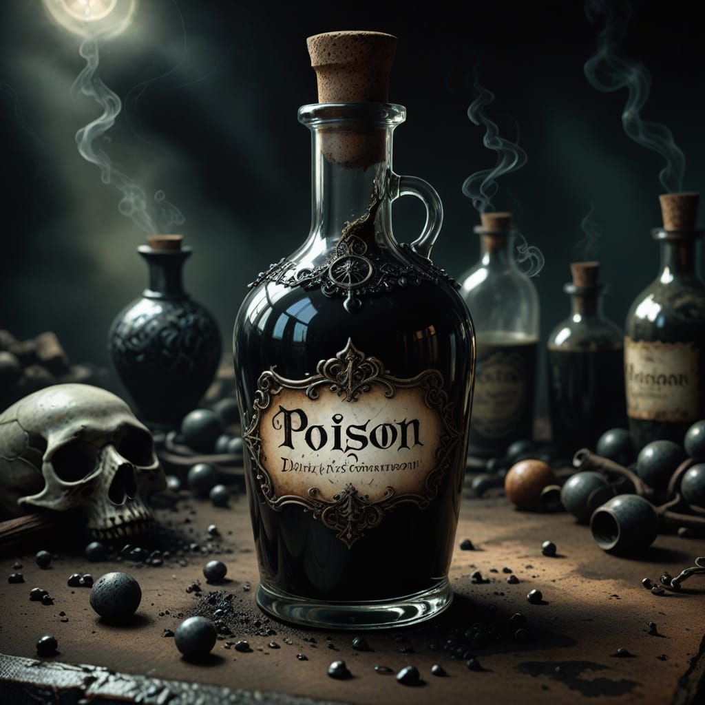 Ethereal Surrealism: Mysterious Poisonous Elixir in Dark, Sw...