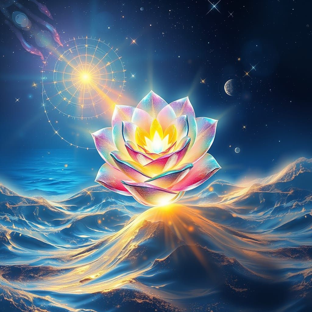 Crystal Consciousness Blooming in Cosmic Ocean