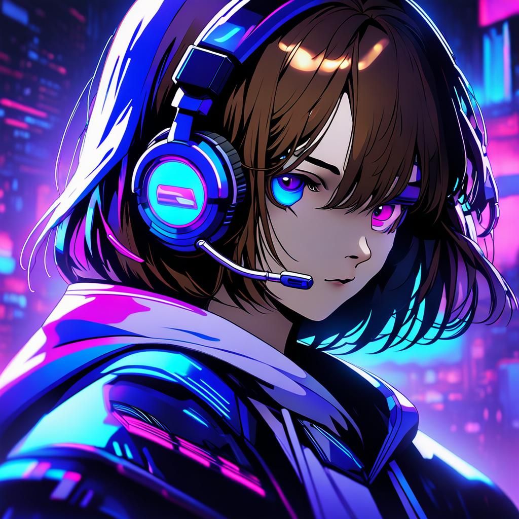 Cyberpunk Girl Portrait with Neon Accents