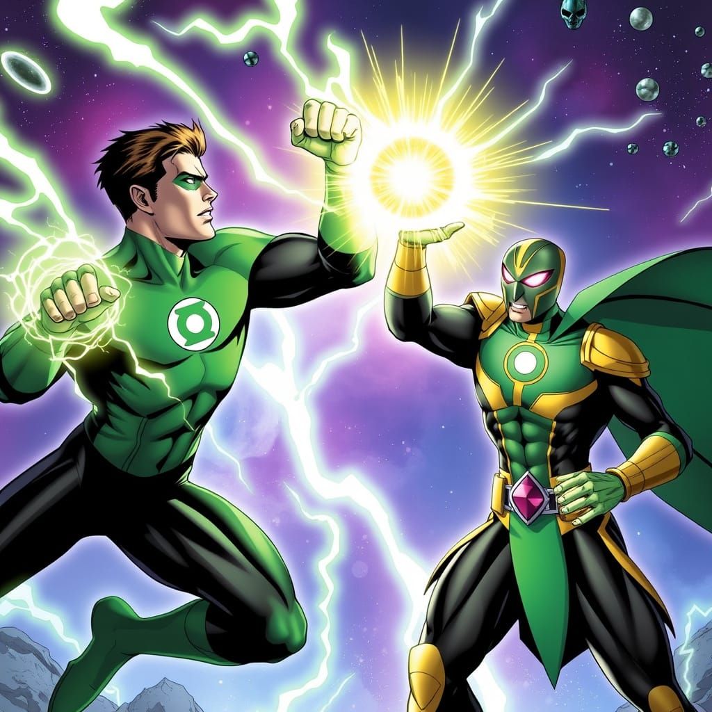Epic Battle Between Green Lantern and Sinestro in Cosmic Col...