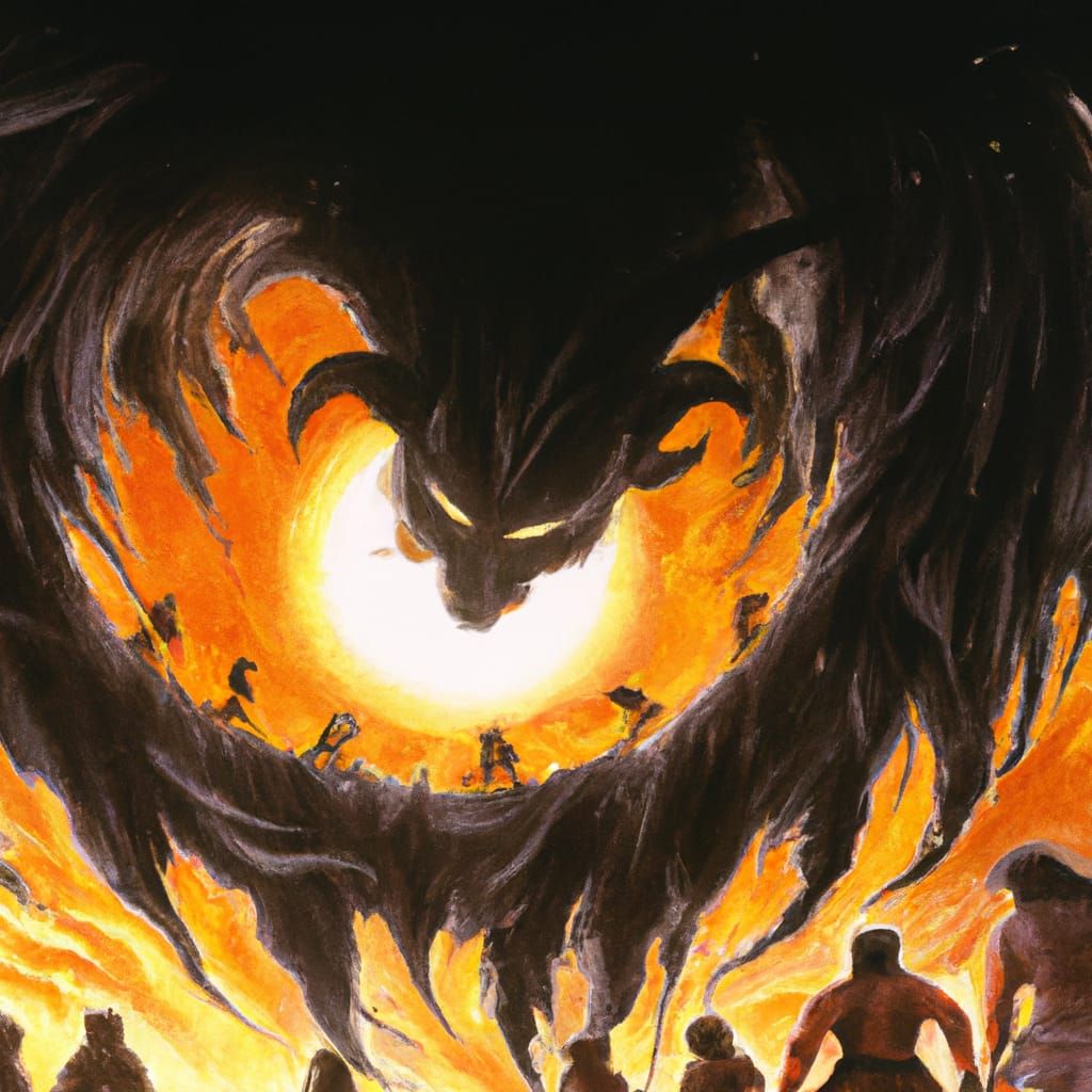 Dark Fantasy Eclipse Scene in Manga Style