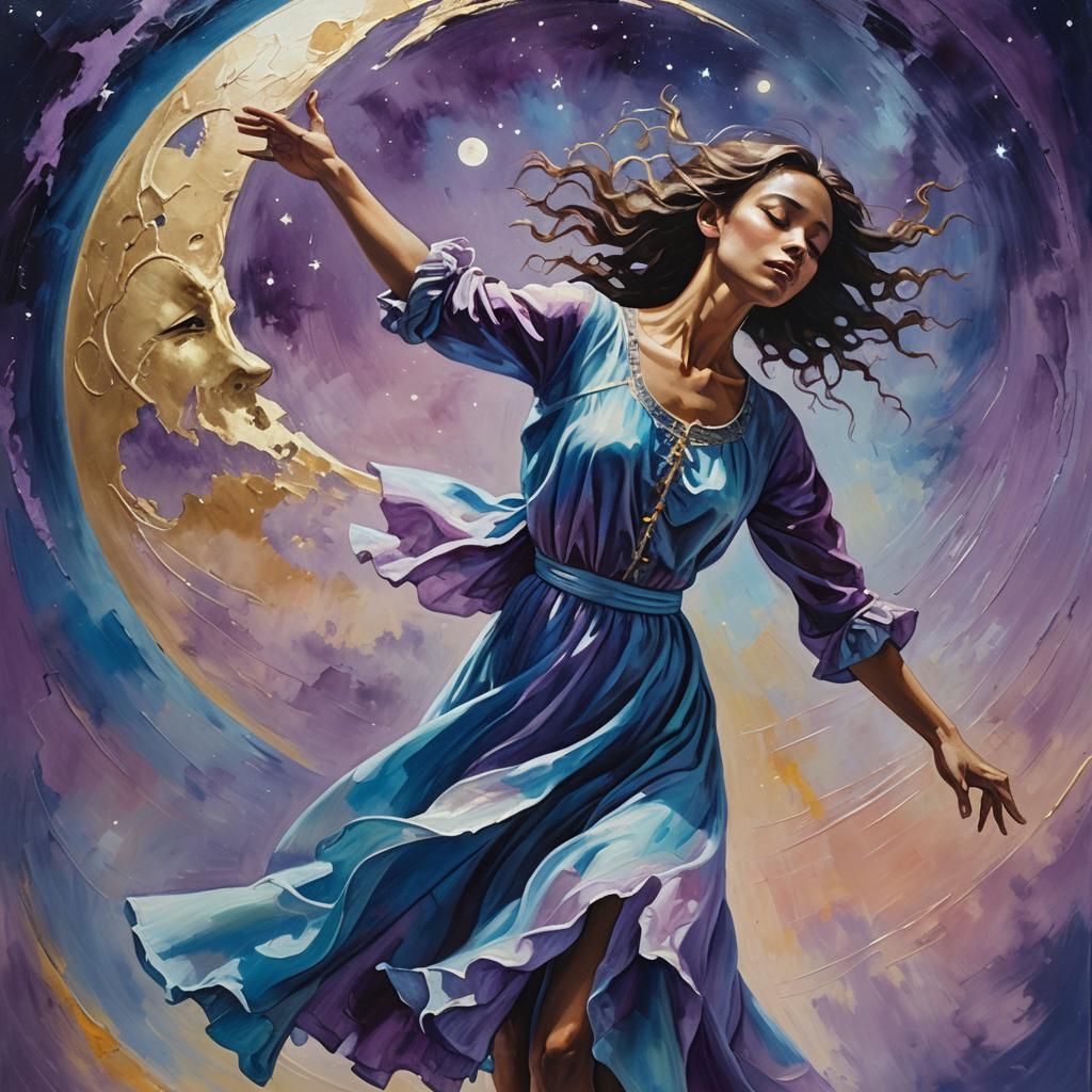 Limbo Dancer Bathed in Surreal Moonlight
