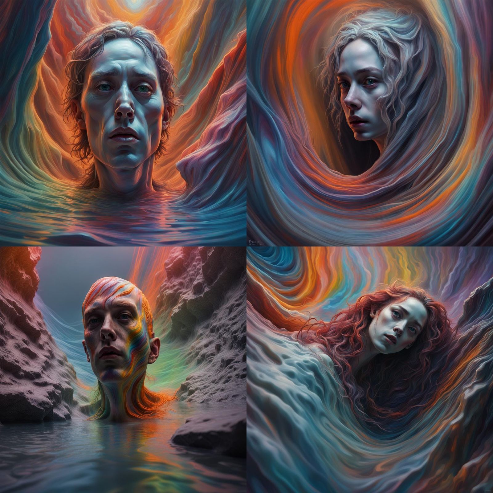 Ghost in the Rock: Futuristic Chromatic Portrait