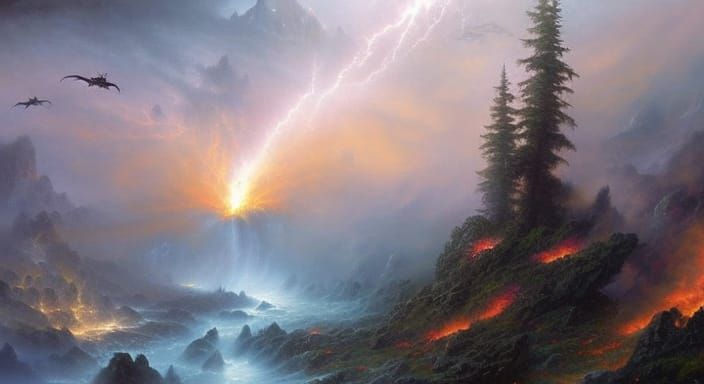 Dark Dragon Twin Attack in Ethereal Fantasy Style