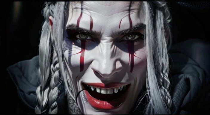 High-End, Cinematic Portrait of a Young Woman with Menacing ...