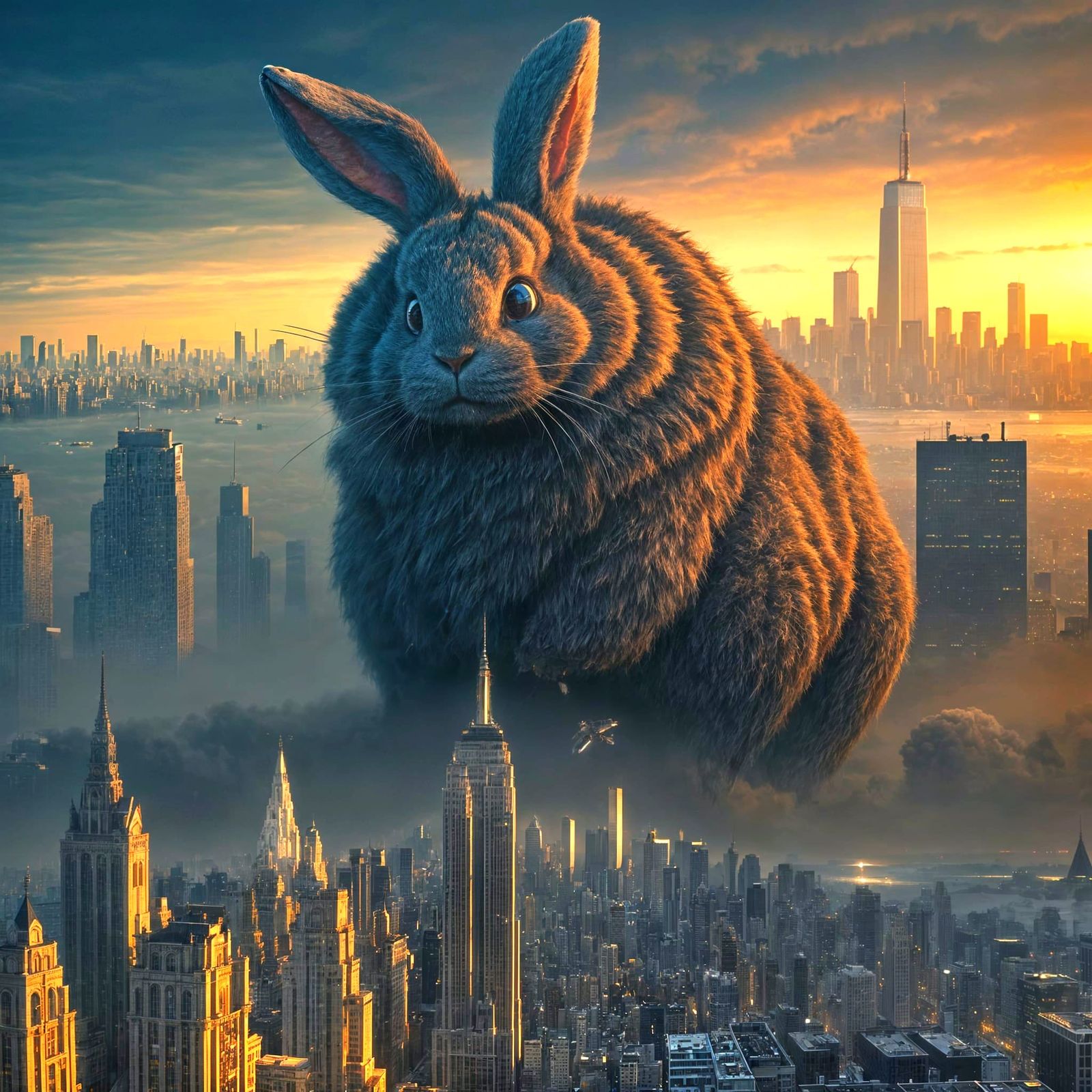 Giant Fluffy Rabbit Topples NYC Skyline in Surreal Digital P...