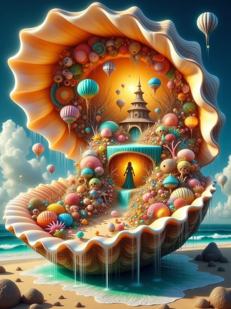 Whimsical Oceanic Bazaar: A Fantastical Seashell Shop