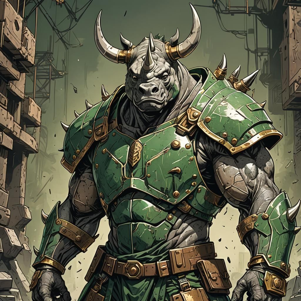 Rhinoceros Character Concept Art in Manga Style