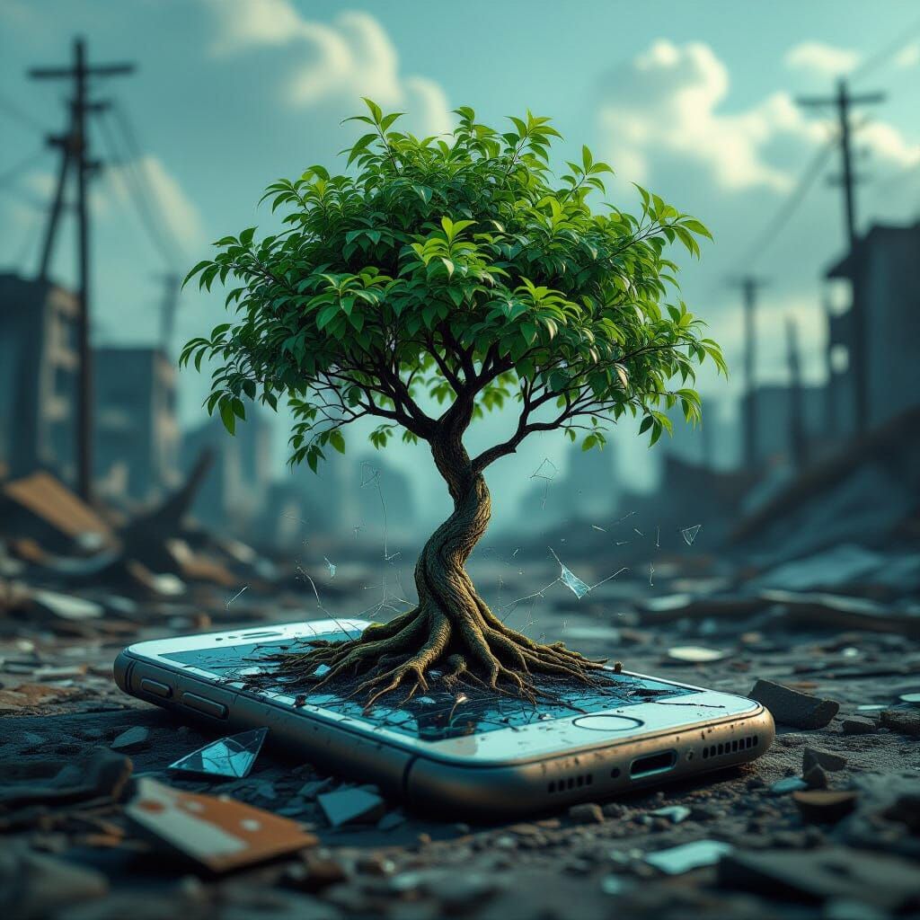 Money Tree Sprouts in Post-Apocalyptic Wasteland