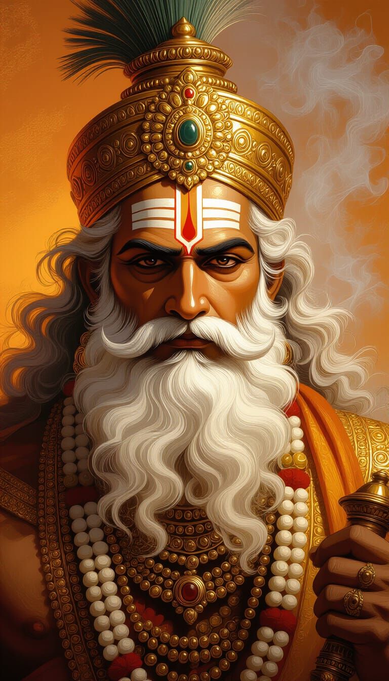 Bhishma Pitamah Portrait in Traditional Indian Style