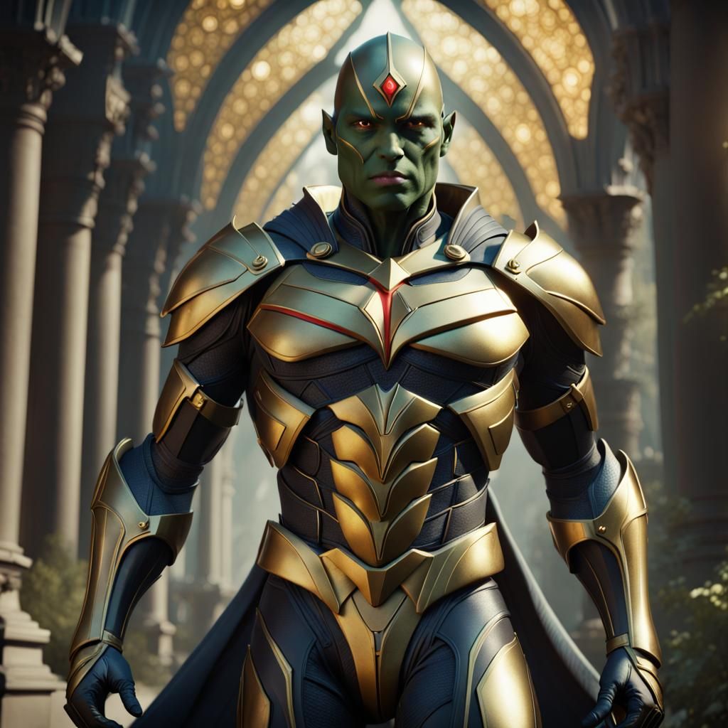 Martian Manhunter in Enchanted Black and Gold Armor
