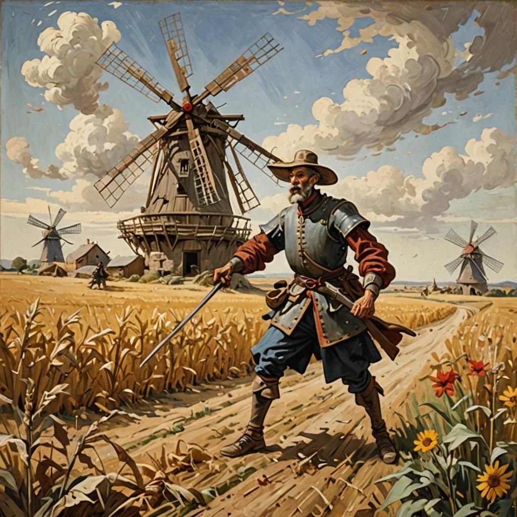 Don Quixote's Folly: Attack on the Windmill