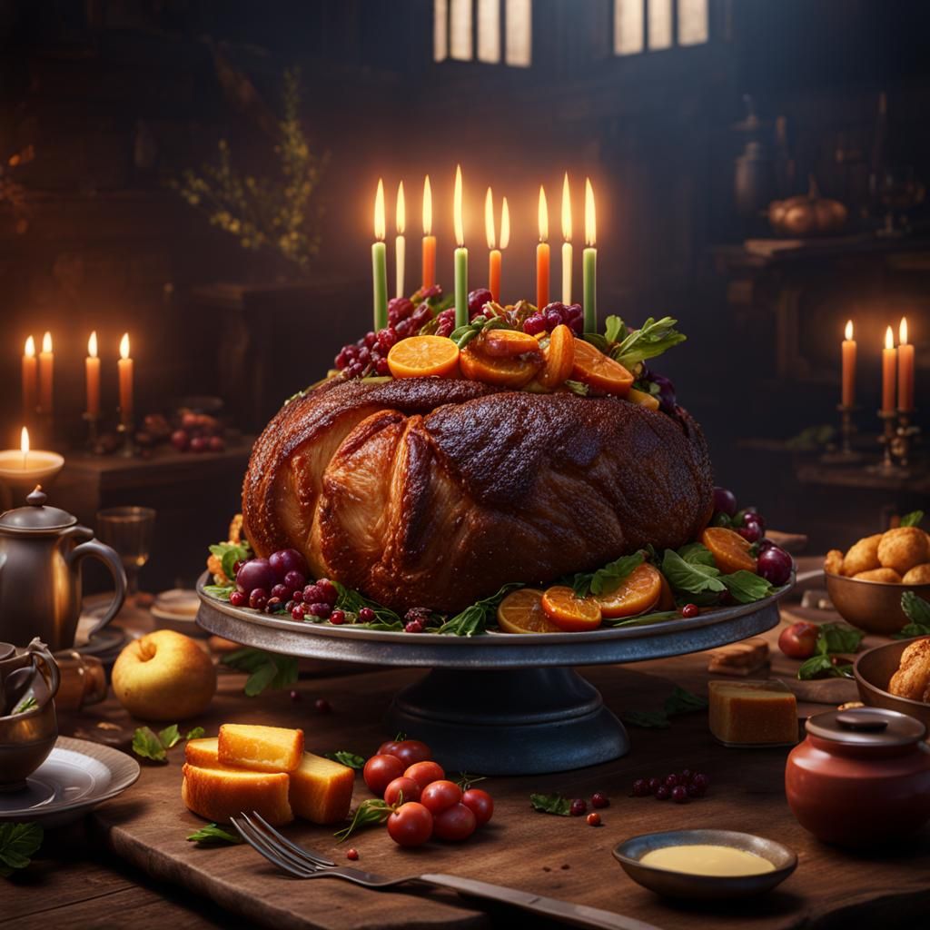 Fantastical Roast Dinner Birthday Cake in Detailed Matte Pai...