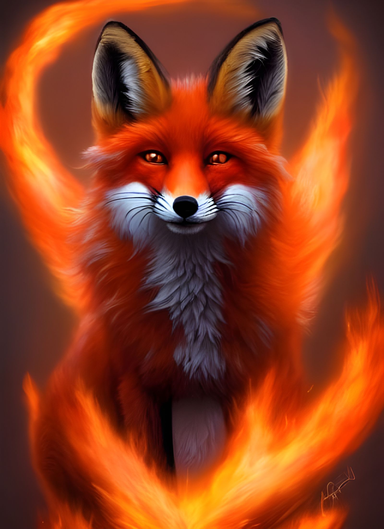 Fiery Fox Transformation in Hyperdetailed Digital Art