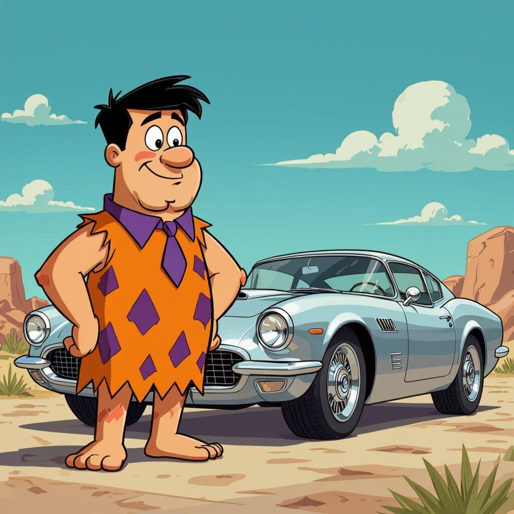 Fred Flintstone and the Modern Car, Cartoon Style
