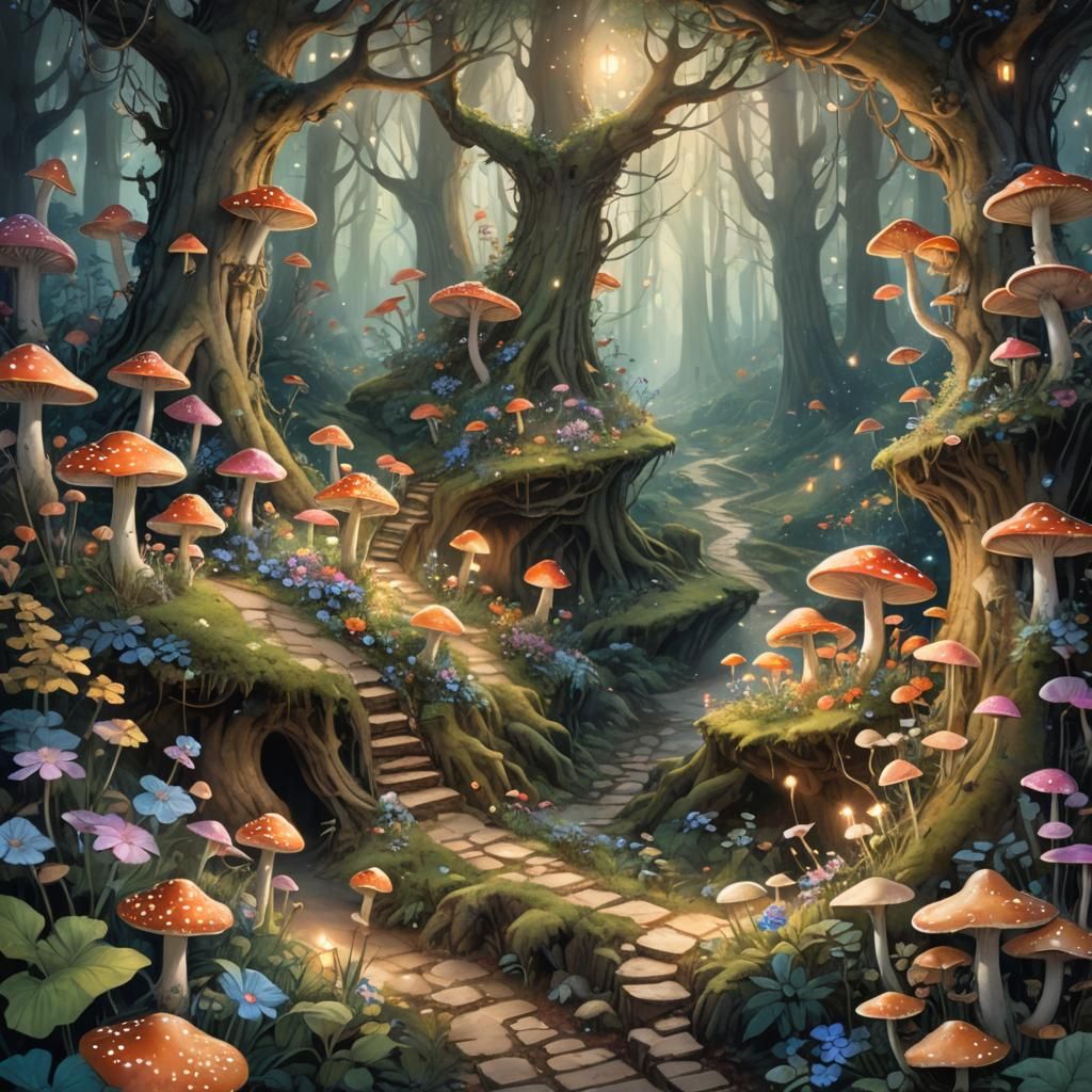 Enchanted Forest: Whimsical Fantasy Illustration