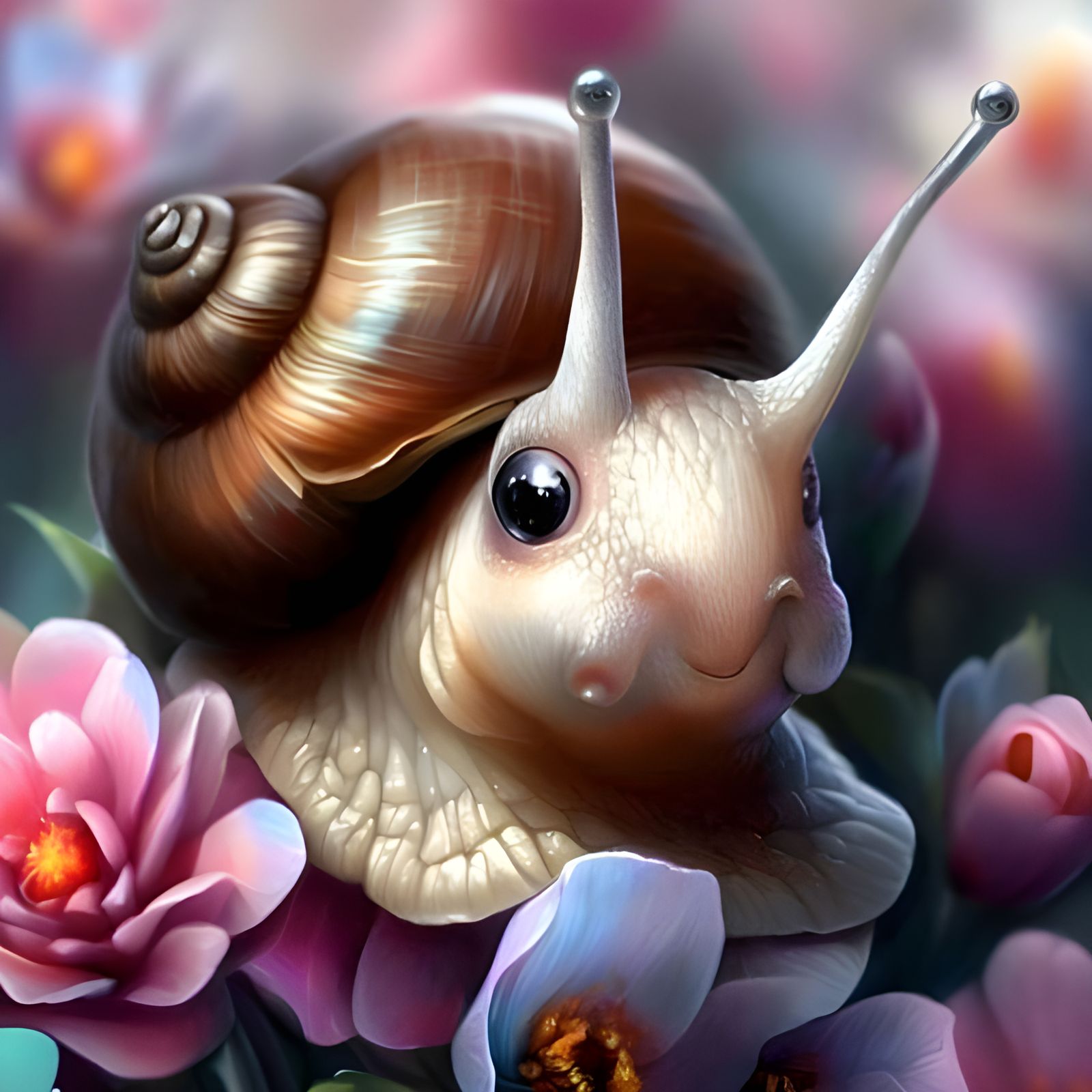 Snail in flowers
