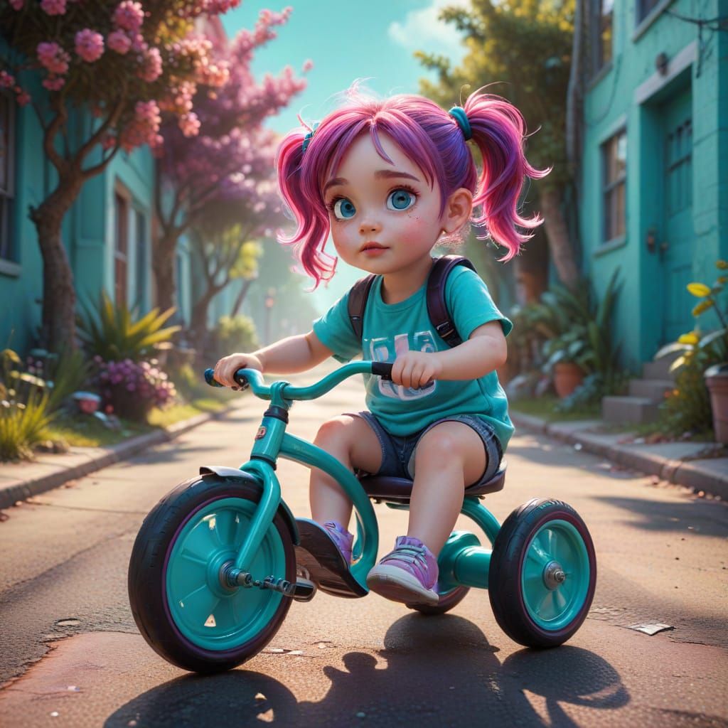 Toddler Girl in Candycore Style with Oil Drip Effect